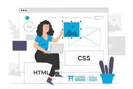 css y html en un ordenador y una chica